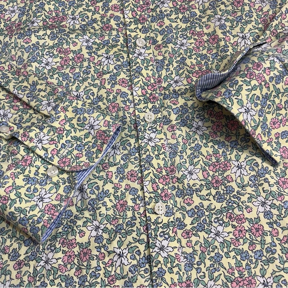 Chaps Yelllow Cream Floral Button-Down Shirt - Picture 5 of 10
